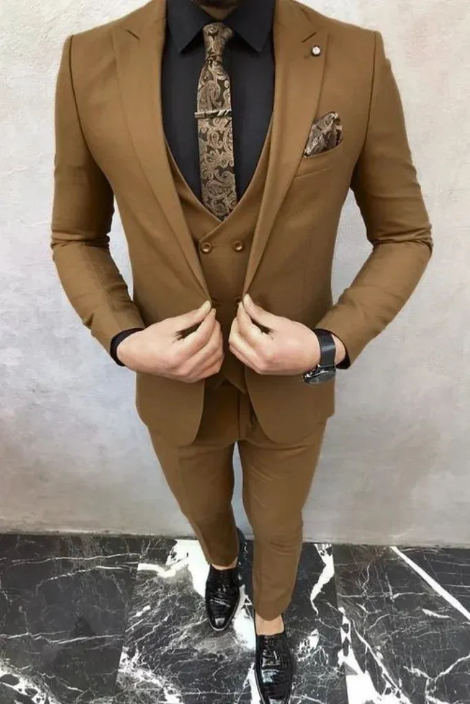 Men's brown three piece suit