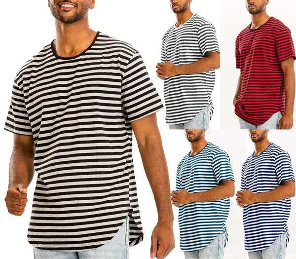 Mens Elongated Striped Shirts