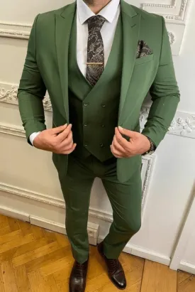 Men's Premium Green 3 Piece Slim Fit Suit Designer 3 Piece Suit Wedding Party Suit for Men