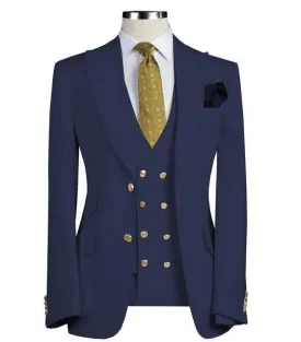 Men's Suits Navy Blue Three Piece Suit Slim Fit