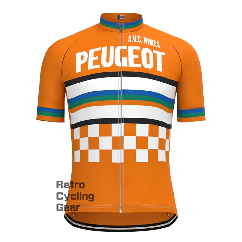 Orange PEUGEOT Retro Long Sleeve Cycling Kits