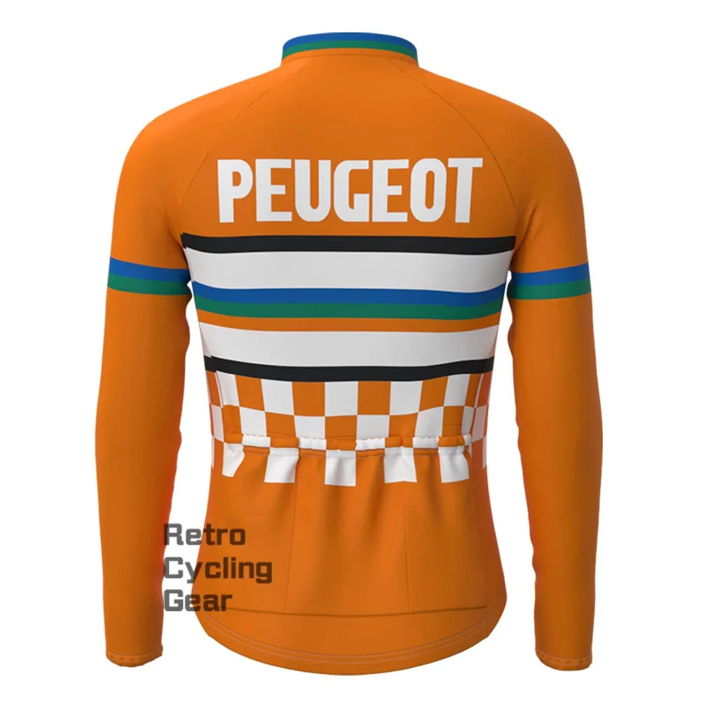 Orange PEUGEOT Retro Long Sleeve Cycling Kits