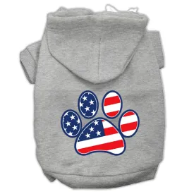 Patriotic Paw Screen Print Pet Hoodies Grey S (10)