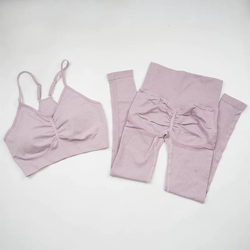 Professional Product Title: "Women's Seamless Yoga Set: High-Performance Workout Sportswear for Gym, Fitness, and Yoga - Long Sleeve Crop Top, High Waist Leggings, and Bra Sports Suits"