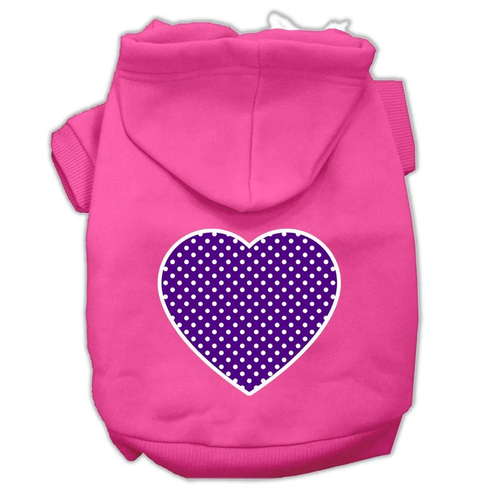 Purple Swiss Dot Heart Screen Print Pet Hoodies Bright Pink Size Med (12)