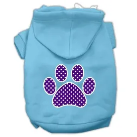 Purple Swiss Dot Paw Screen Print Pet Hoodies Baby Blue Size Sm (10)