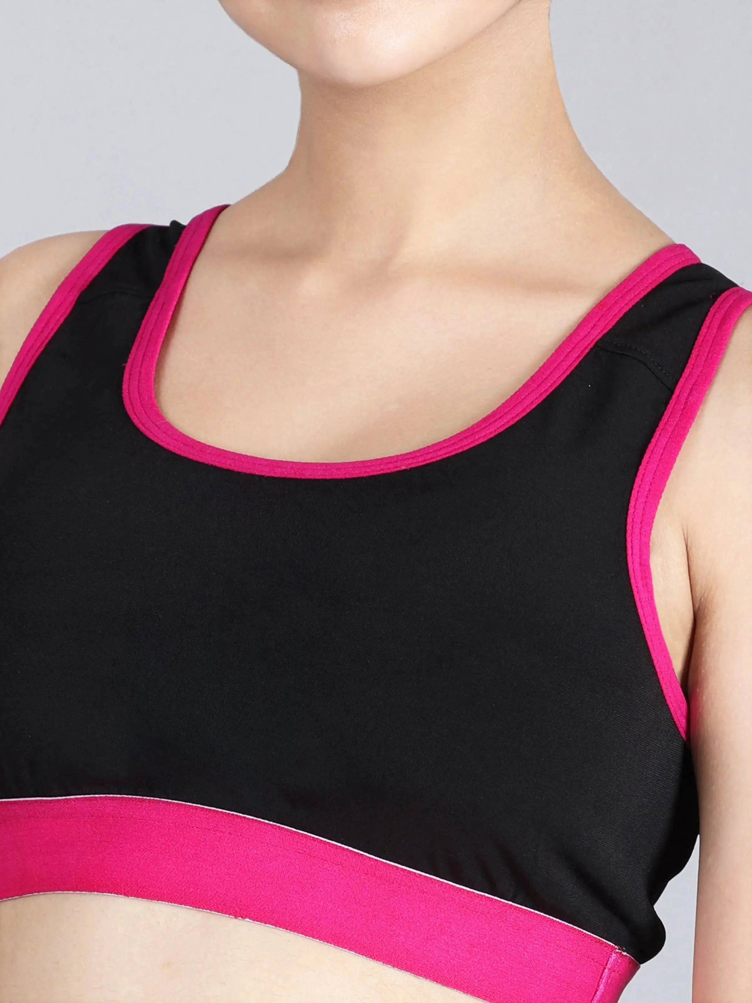 Racerback Sports Bra | Black Single Layer, Non Padded Gym Bra