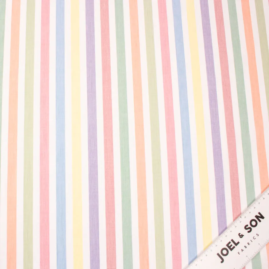 Rainbow Coloured Candy Striped Shirting Cotton