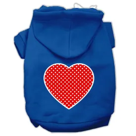 Red Swiss Dot Heart Screen Print Pet Hoodies Blue Size XL (16)