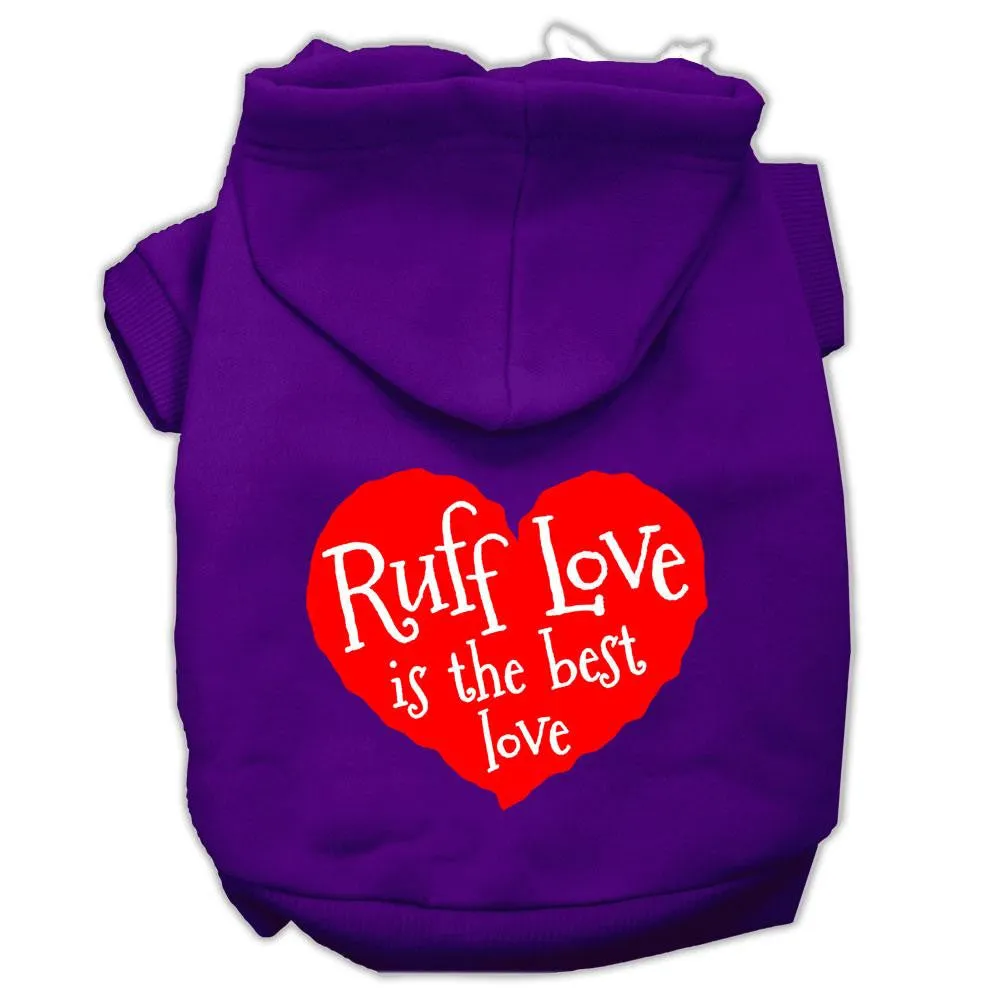 Ruff Love Screen Print Pet Hoodies Purple Size Med (12)