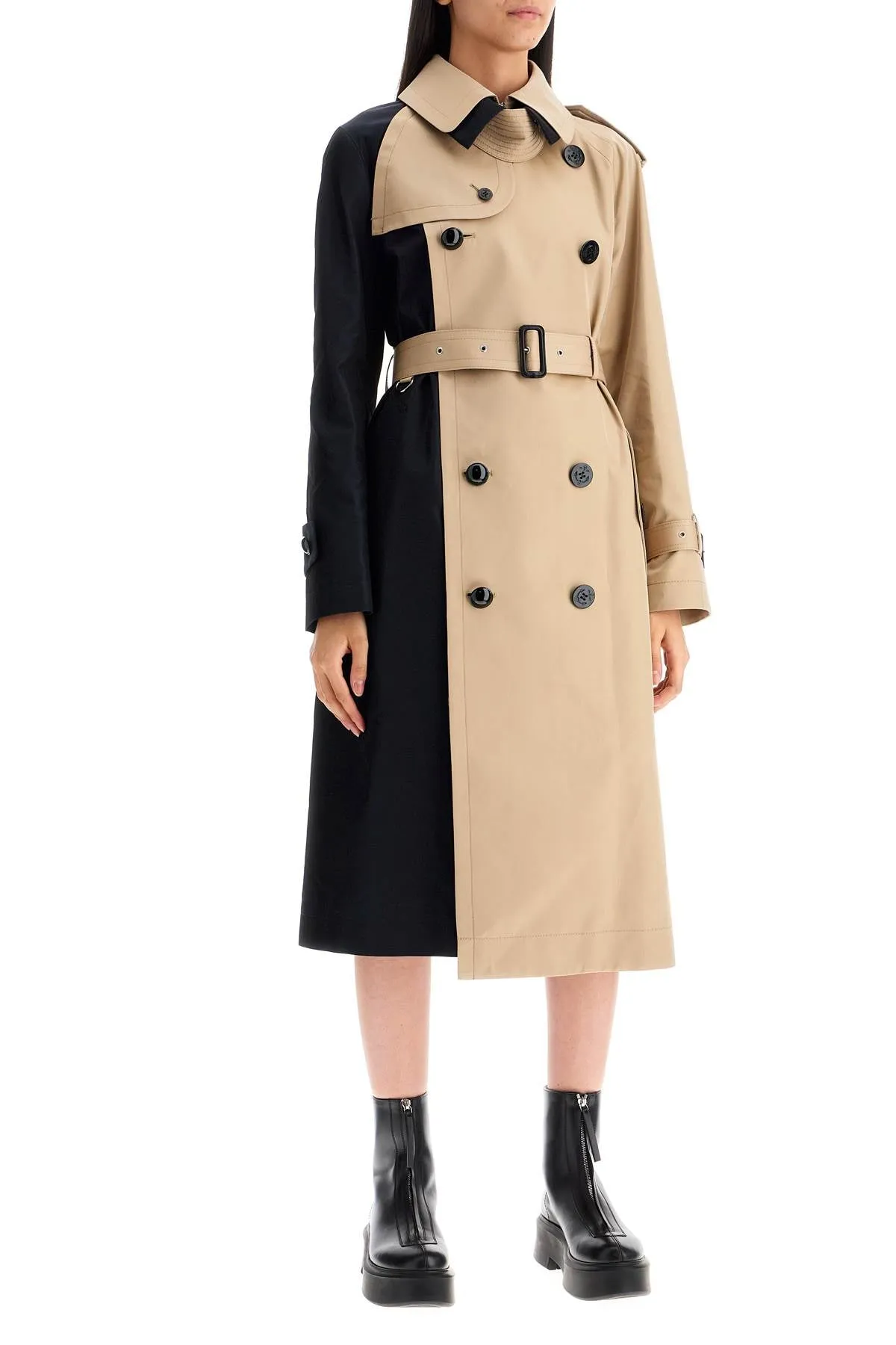 Sacai Color Block Gabardine Trench