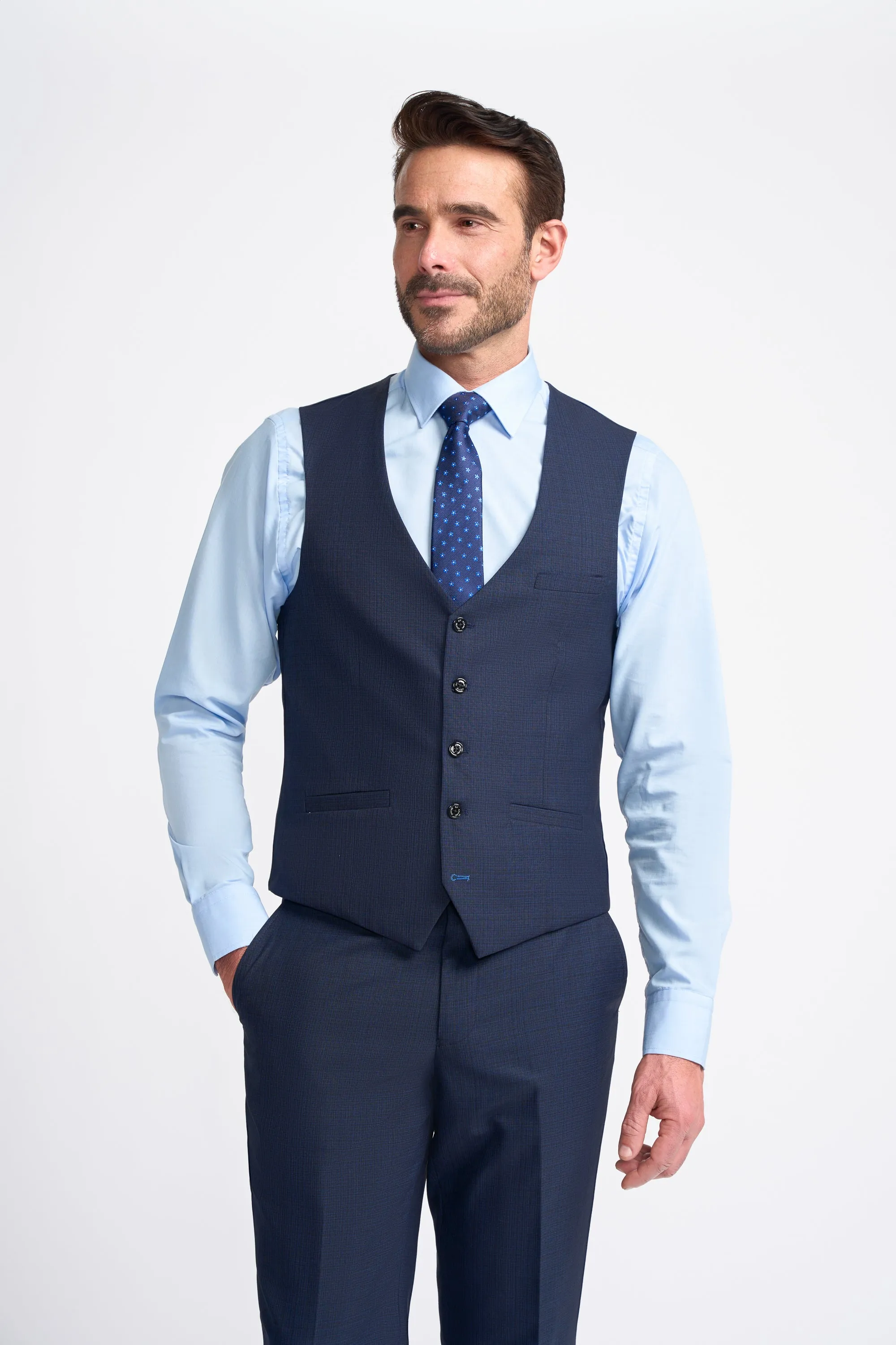 Seeba Navy Short Three Piece Suit