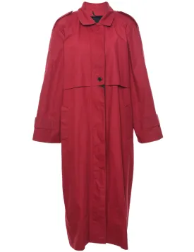 Single Breasted Red Classic Trench Coat - L