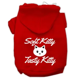 Softy Kitty, Tasty Kitty Screen Print Dog Pet Hoodies Red Size XXL (18)