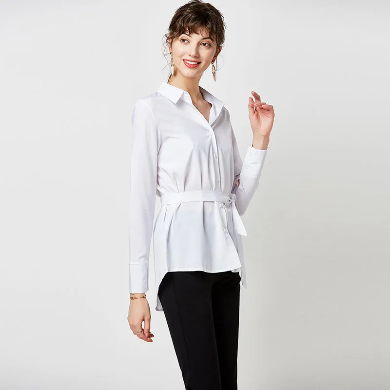 Solid Color Blouses Women Elegant Long Sleeve