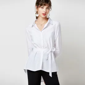 Solid Color Blouses Women Elegant Long Sleeve