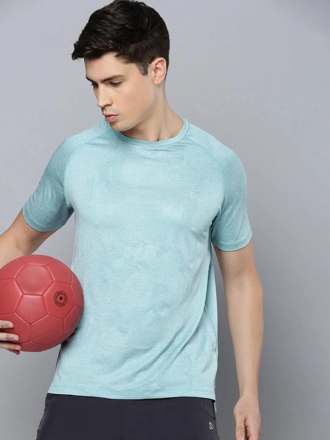 Sporto Men's Instacool Printed Jersey Round Neck Tee - Mint Green