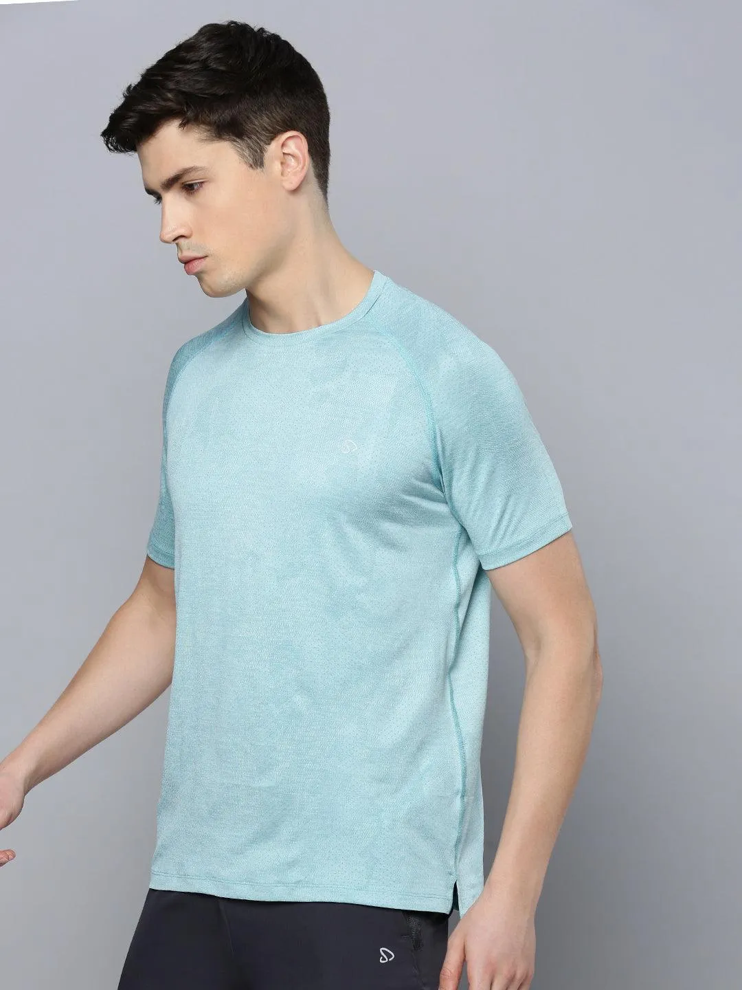 Sporto Men's Instacool Printed Jersey Round Neck Tee - Mint Green