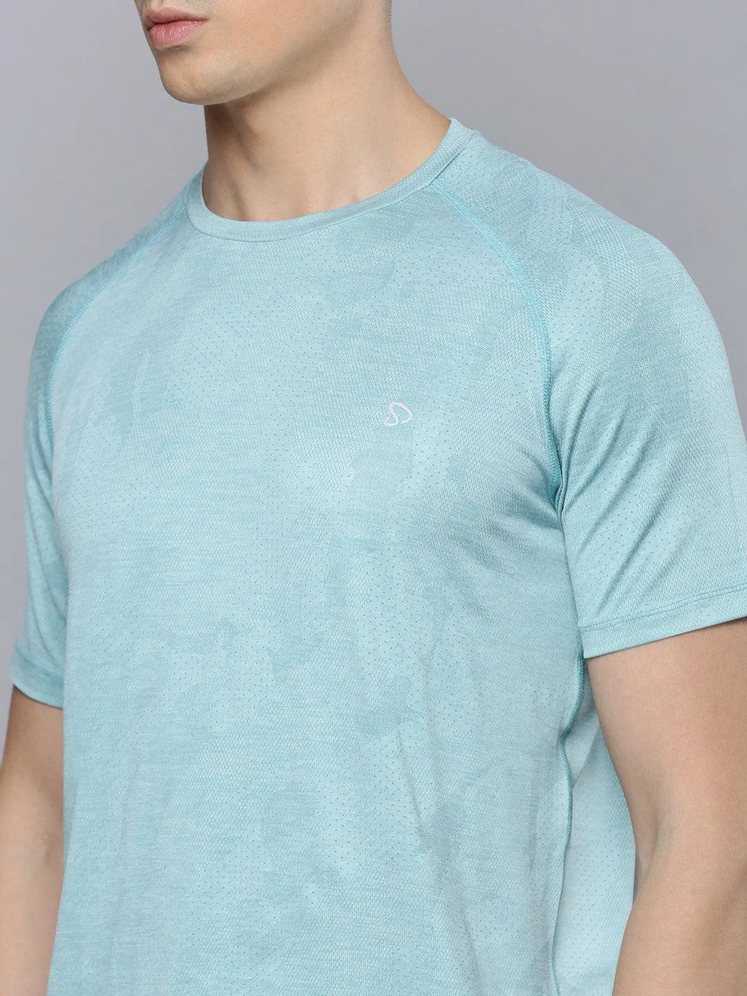 Sporto Men's Instacool Printed Jersey Round Neck Tee - Mint Green