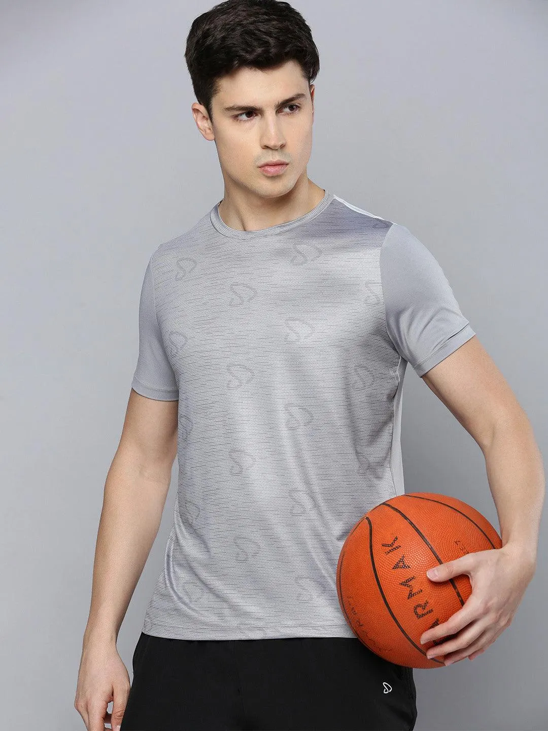 Sporto Men's Instacool Printed Round Neck Tee - Grey