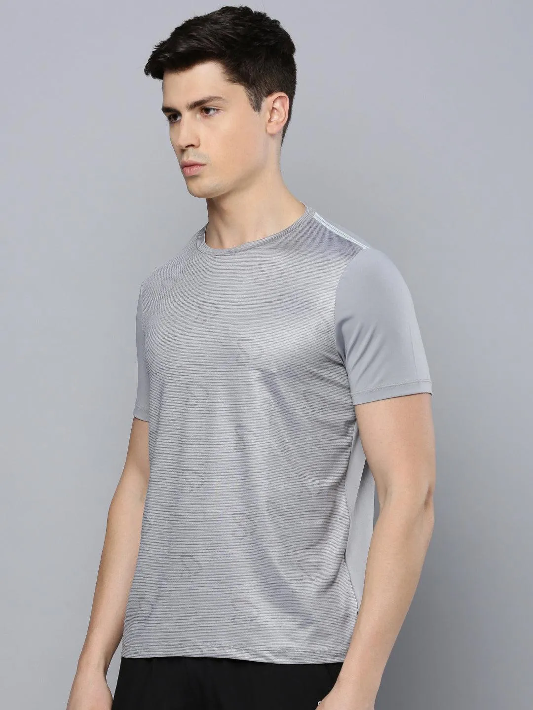 Sporto Men's Instacool Printed Round Neck Tee - Grey