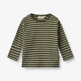 T-Shirt Stig | Baby - dark green stripe