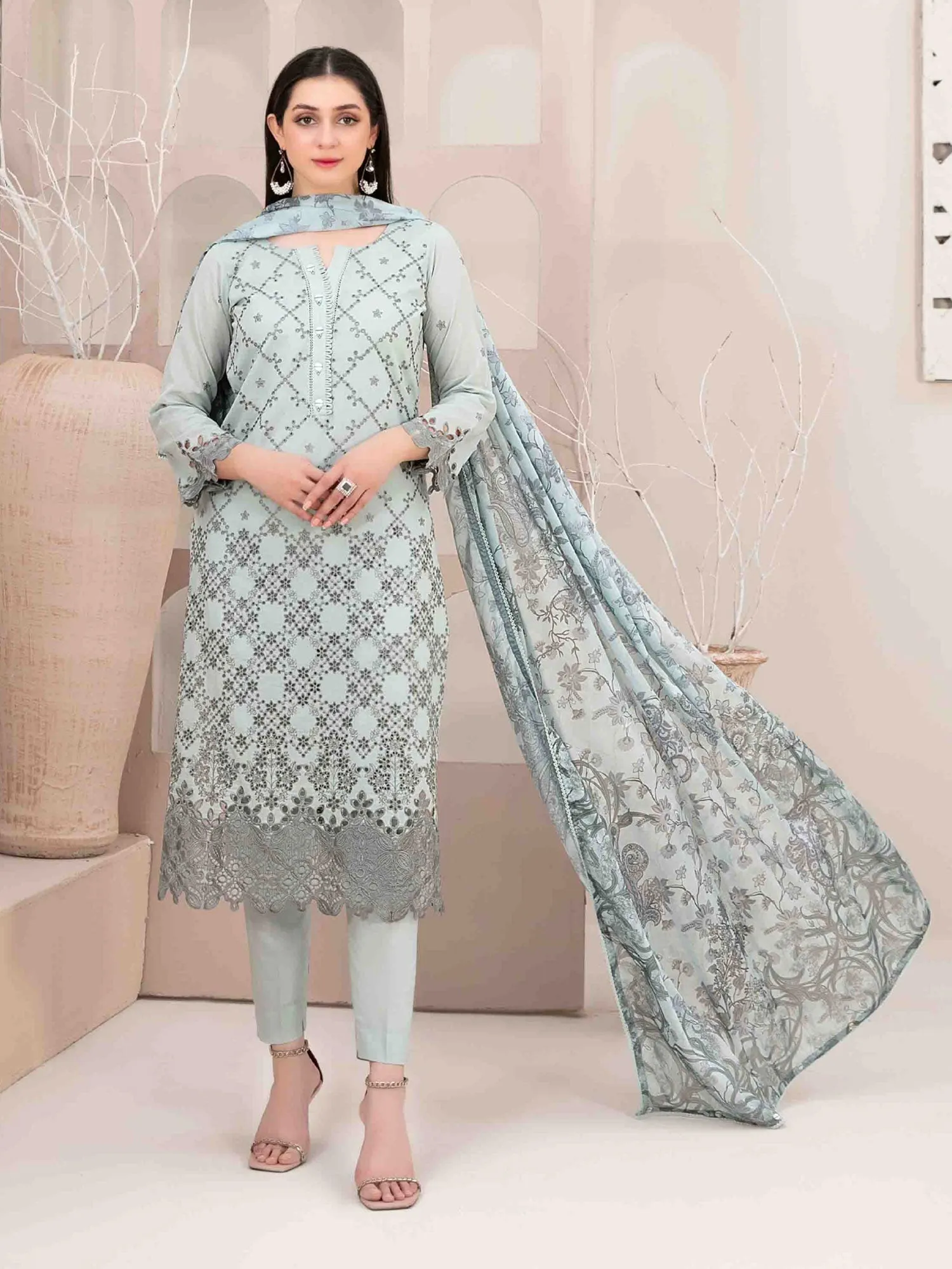 Tawakkal "Mehri" Fancy Embroidered Lawn Suit (D3070) - Pistachio