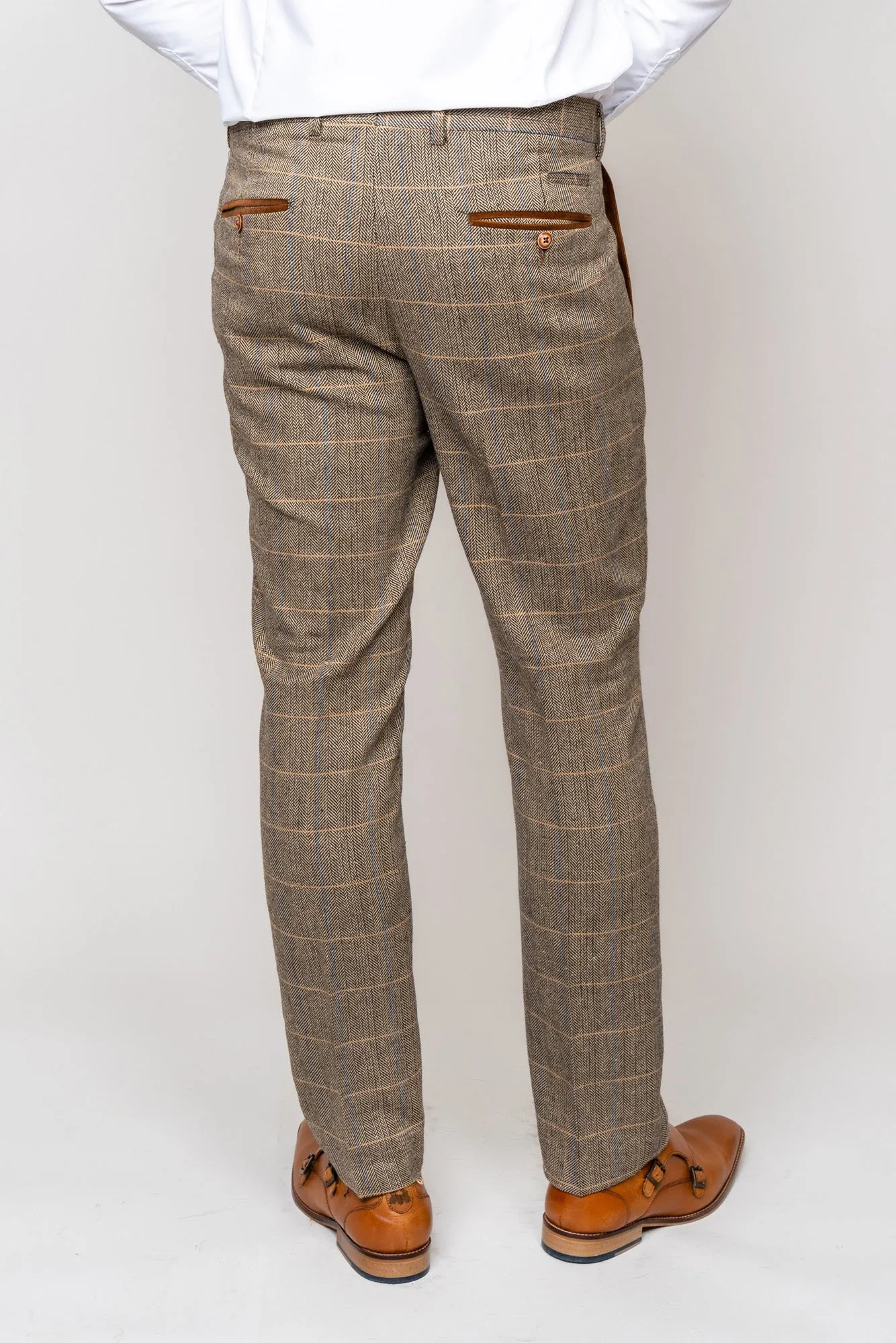 TED - Tan Tweed Check Suit with Kelvin Tan Waistcoat