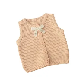 Toddler Girl's Cute Bunny Sleeveless Cardigan Knit Sweater Vest