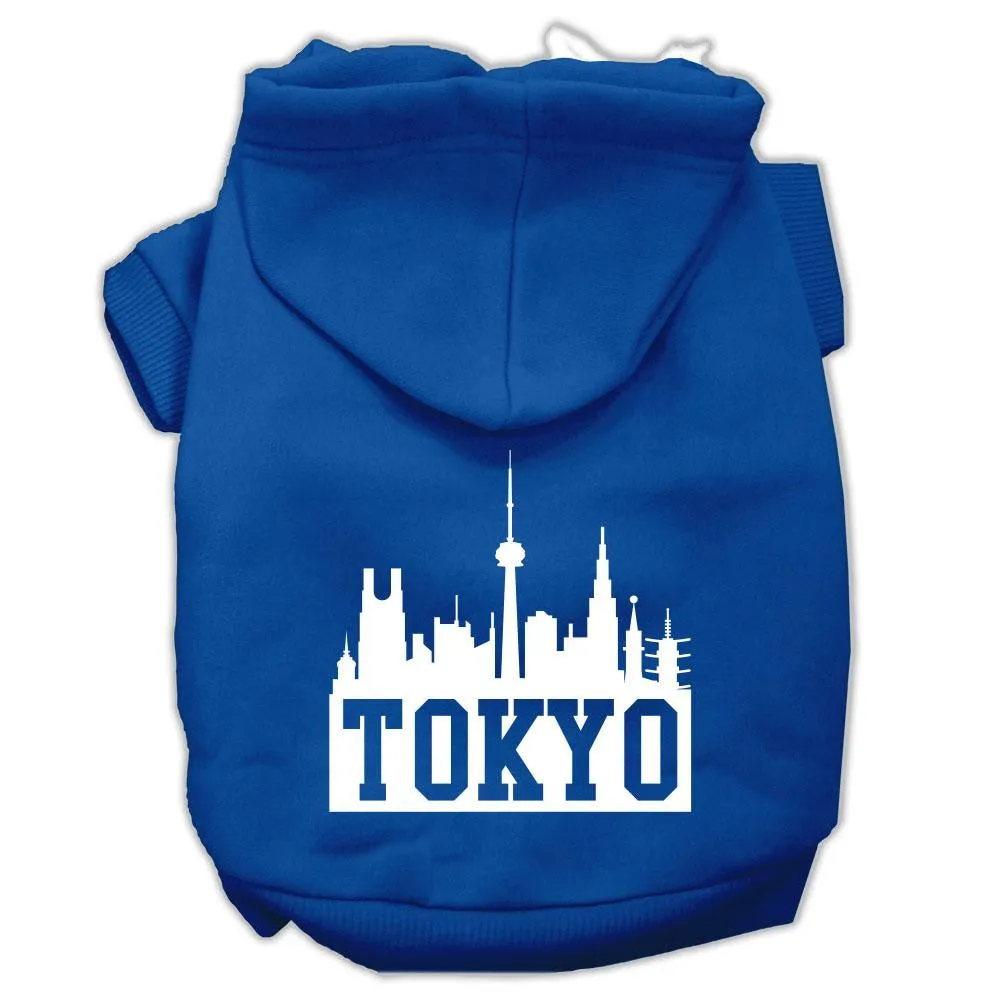 Tokyo Skyline Screen Print Pet Hoodies Blue Size XXXL (20)