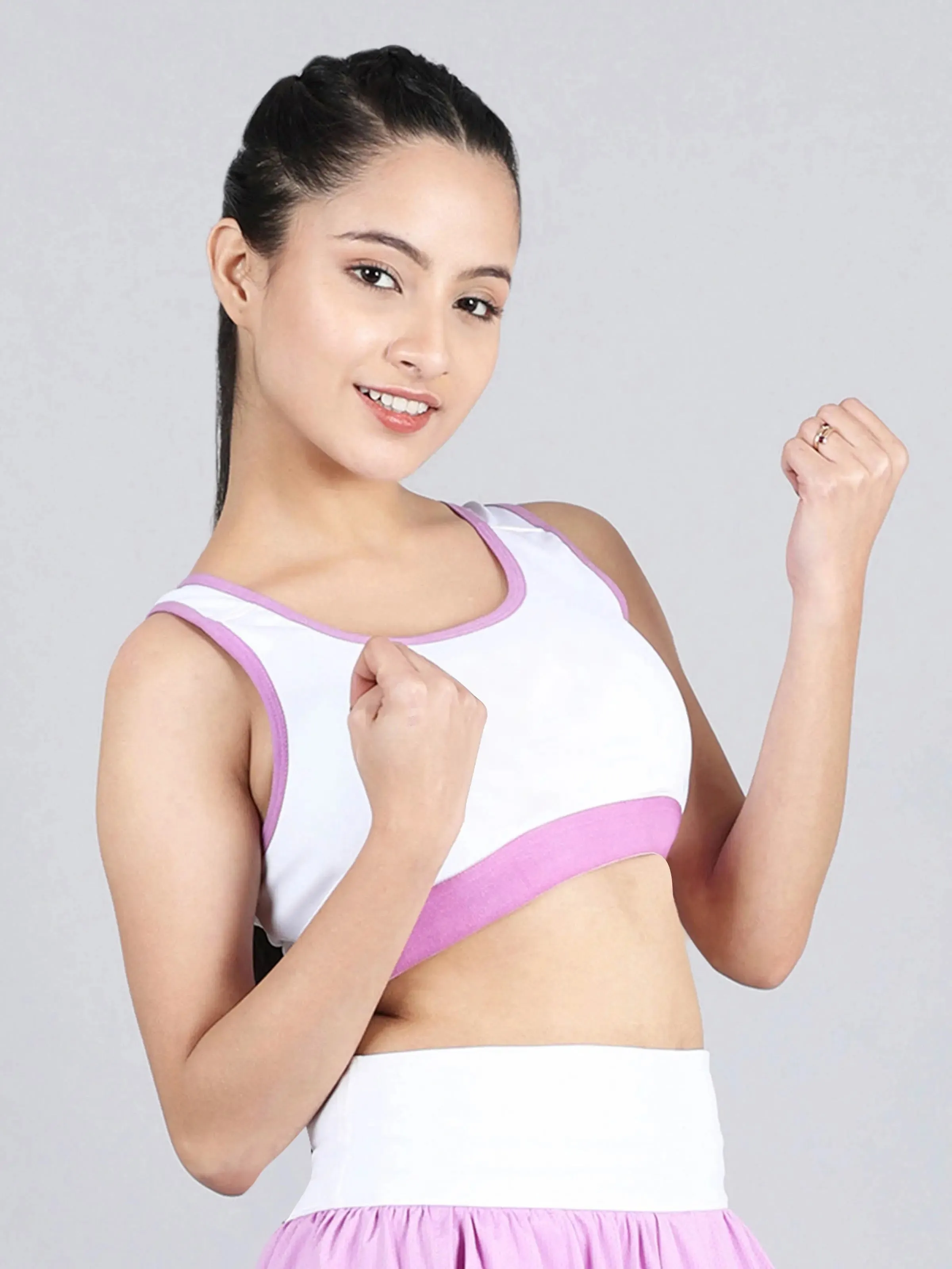 White Racerback Sports Bra - Single Layer & Non-Padded for Gym