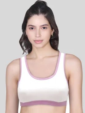 White Racerback Sports Bra - Single Layer & Non-Padded for Gym