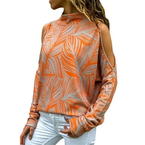 Women Blouses Sexy Cold Shoulder Tops Casual