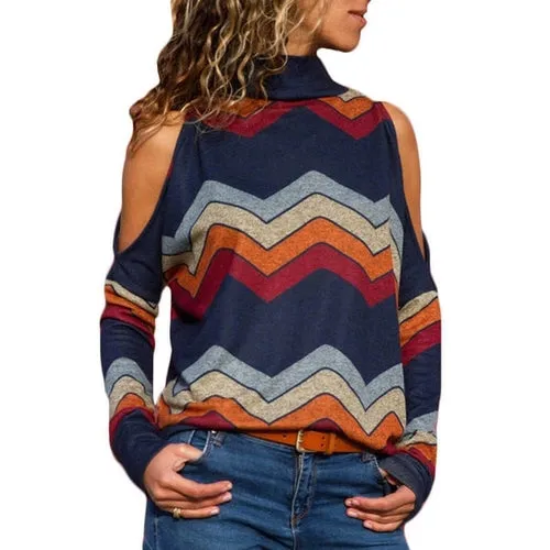 Women Blouses Sexy Cold Shoulder Tops Casual