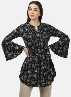 Womens Black Printed Tunics