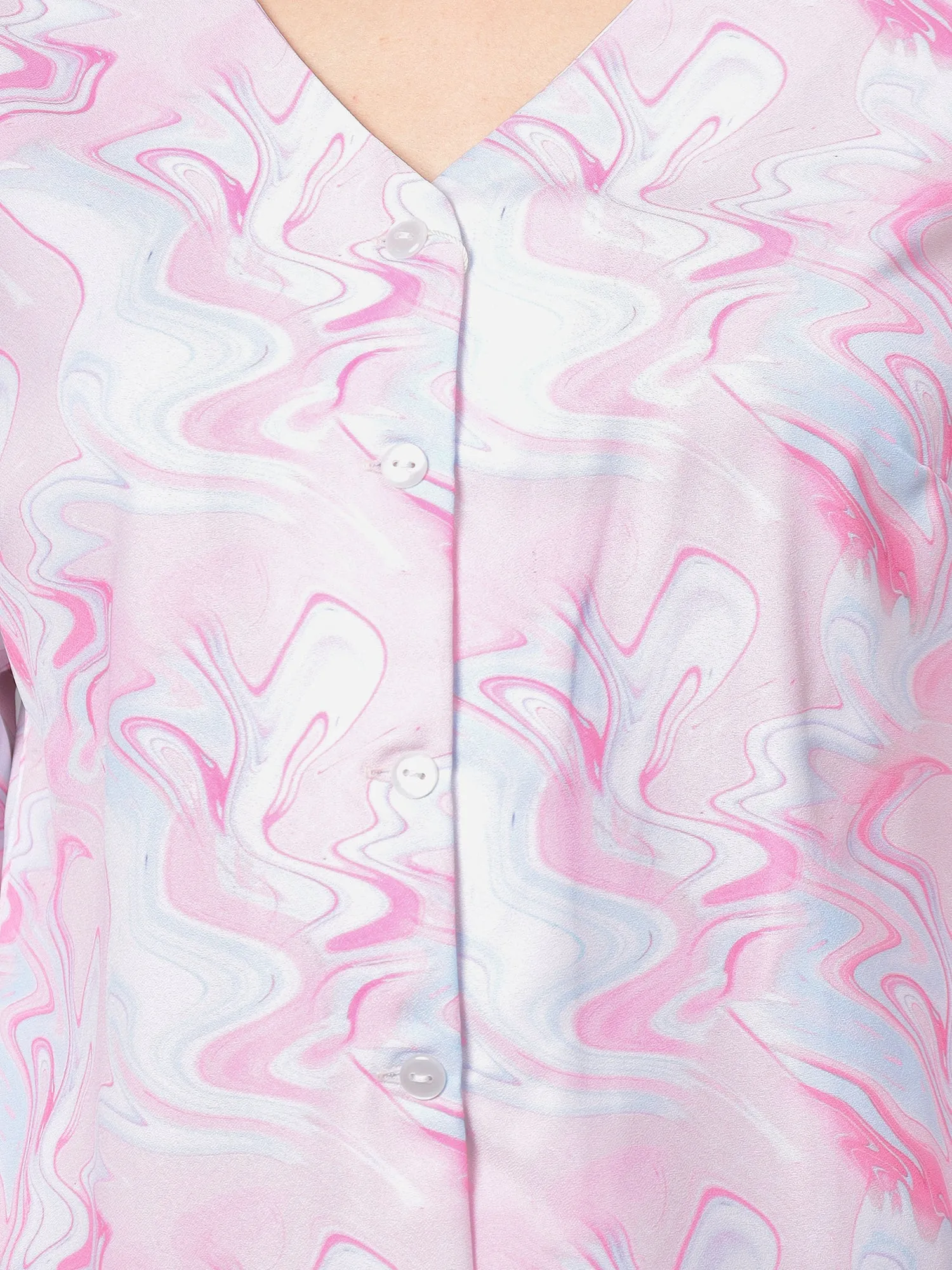 Women's Pink Abstract Print Casual Top