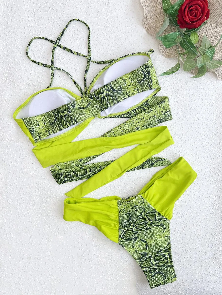 Women's Sexy Snakeskin Bikini Set | Two-Piece Swimwear for Ladies