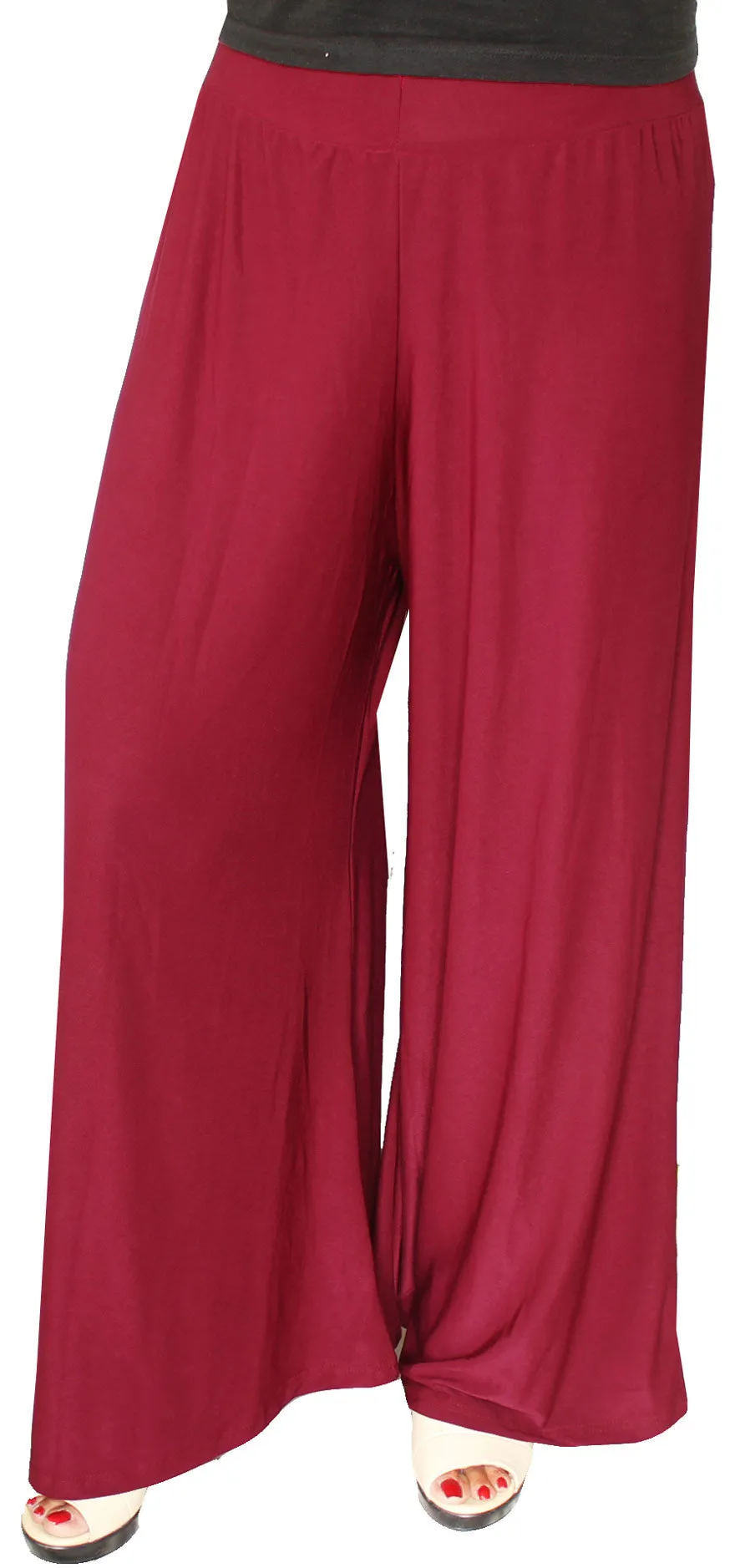 Womens Trousers Wide Bottom Viscose Palazzo Pants (Maroon)