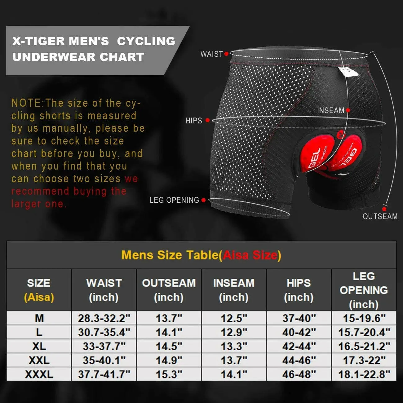 X-TIGER Cycling Underwear 5D Breathable Padded Gel Bike Shorts Men MTB Anti Slip Leg Grips Riding Cycling Shots Ciclismo